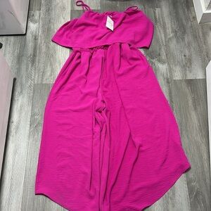 Elegant Pink Women's Cropped Jumpsuit